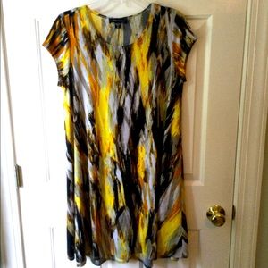 Karen Kane gold black print Maggie Dress M medium